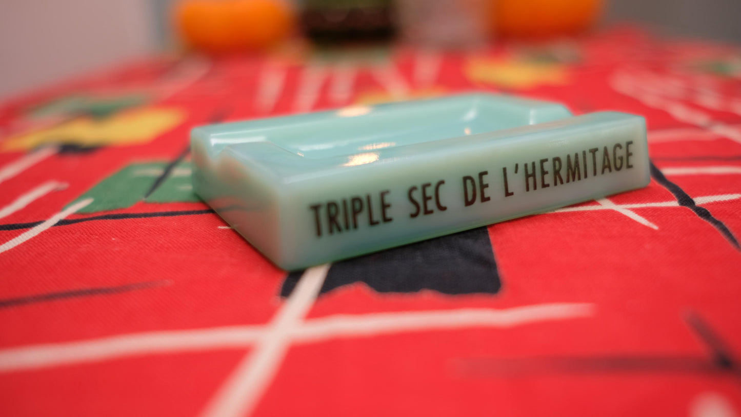 Cendrier publicitaire vintage de l'Hermitage en opaline