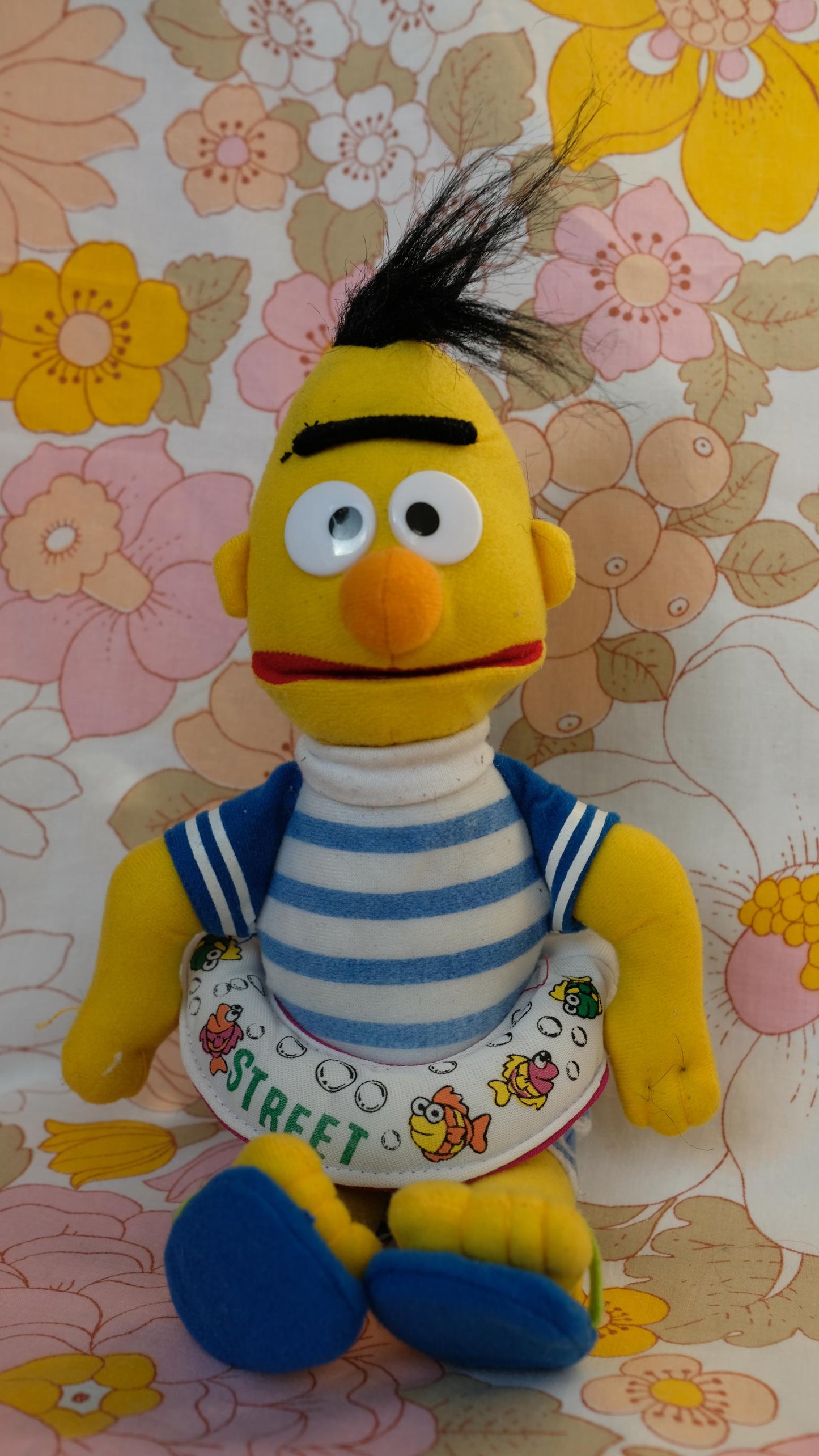 Peluche Bert de sésame street va à la plage