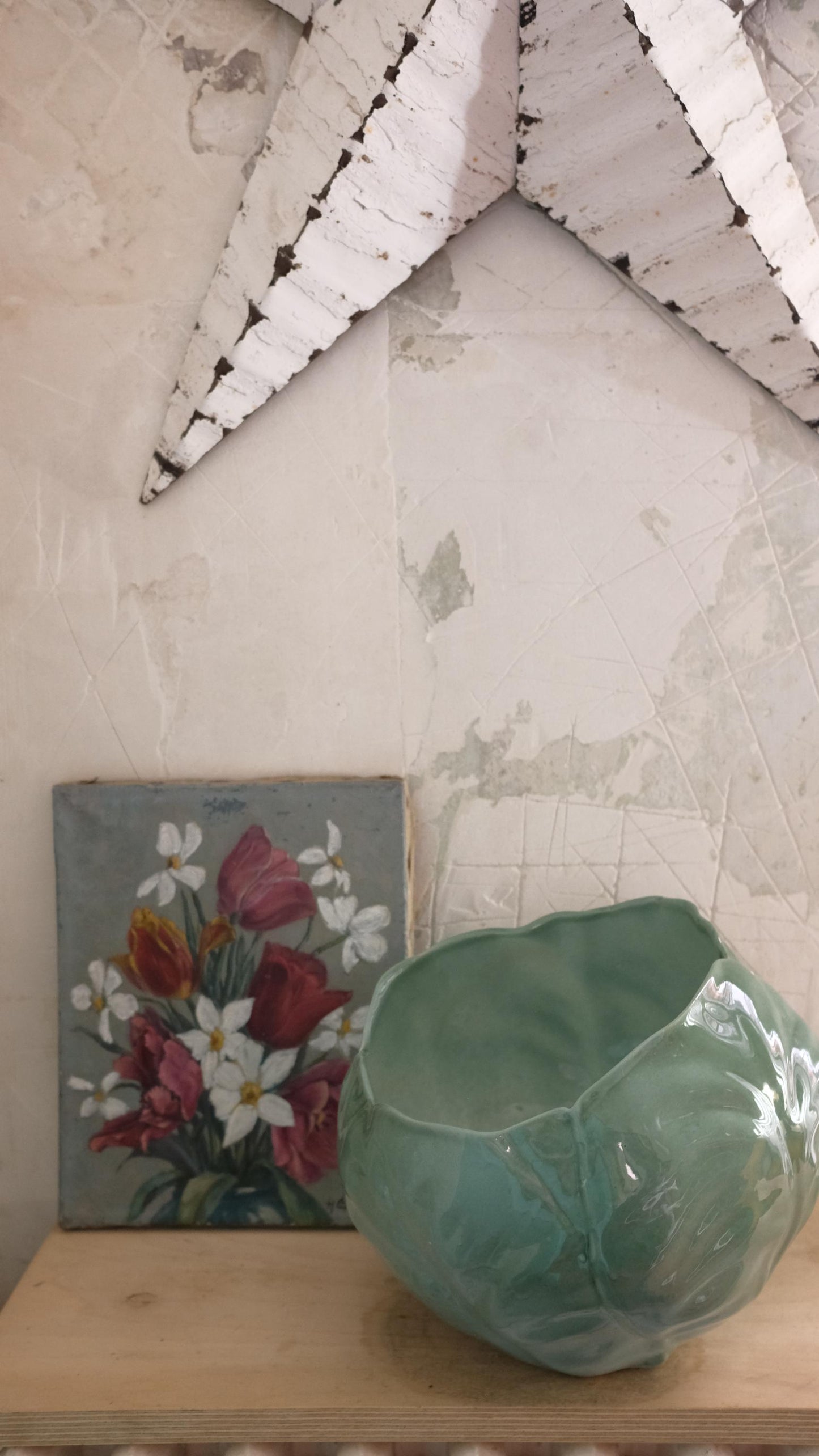 Cache pot vintage en barbotine chou