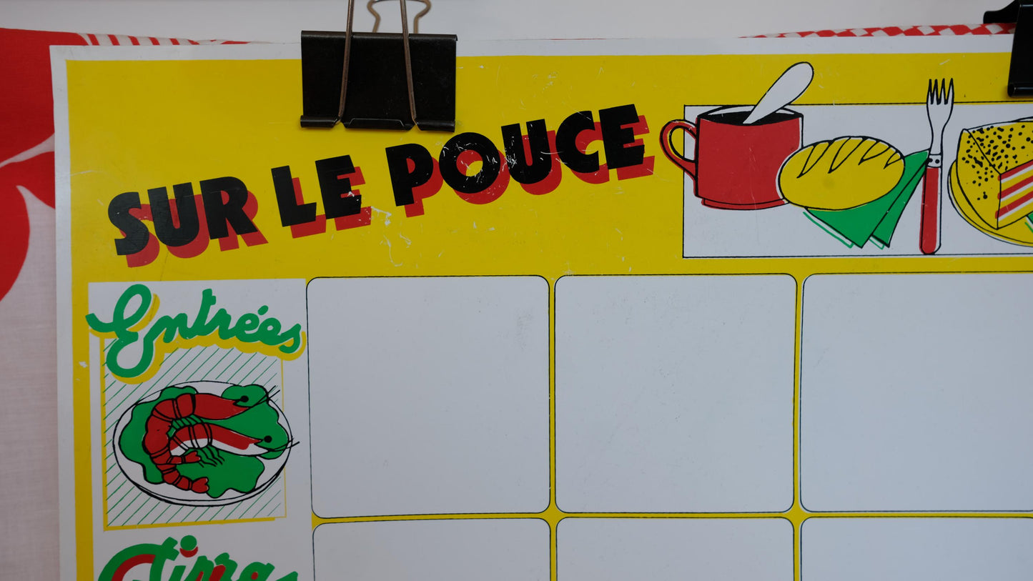 Panneau de menu de sandwicherie