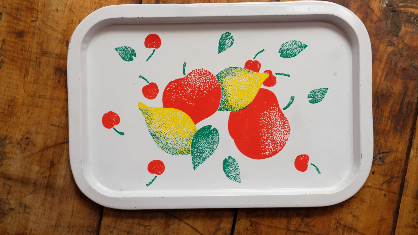 Plateau en métal, motif fruit, Francoise Saget