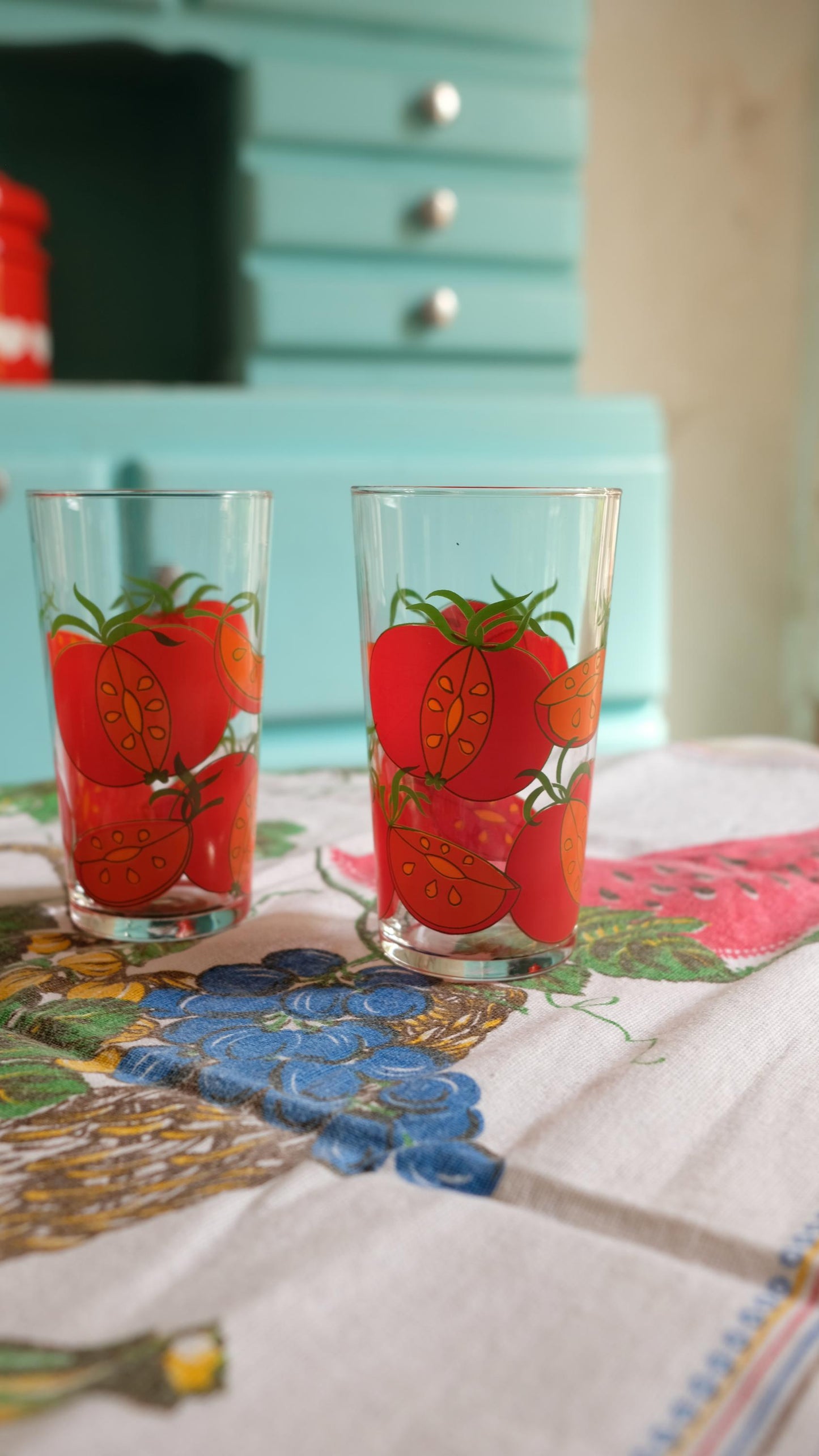 Lot de 4 verres tomates 70's