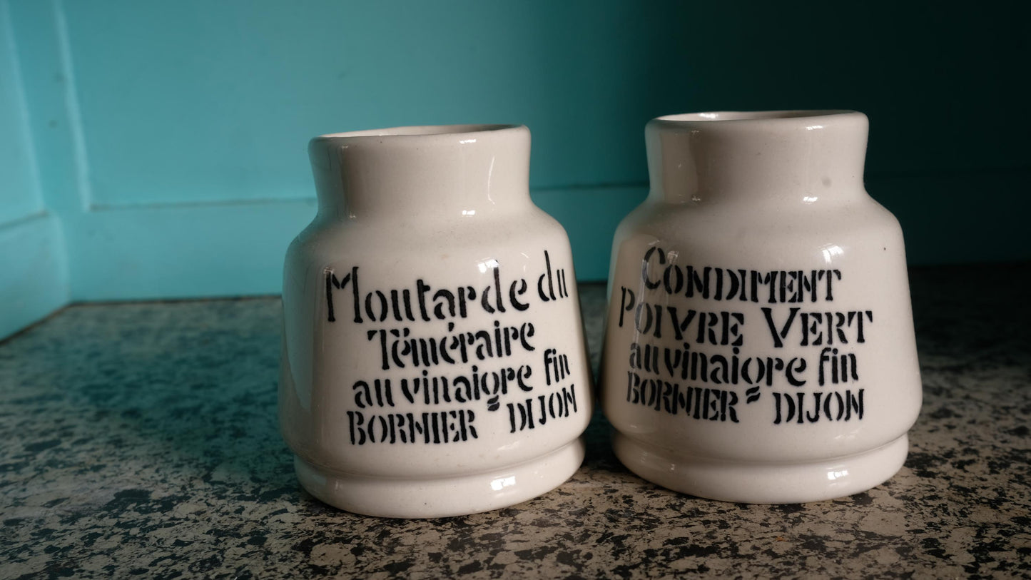 Lot de deux pots à moutarde Bornier Dijon vintage