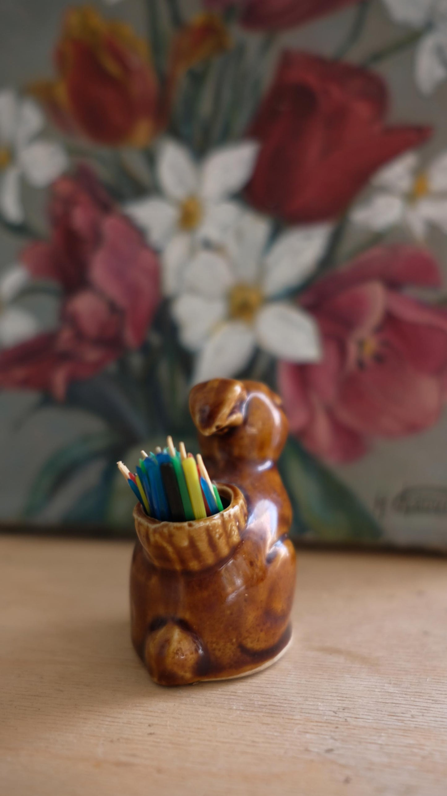 Petit lapin en céramique range cure-dents