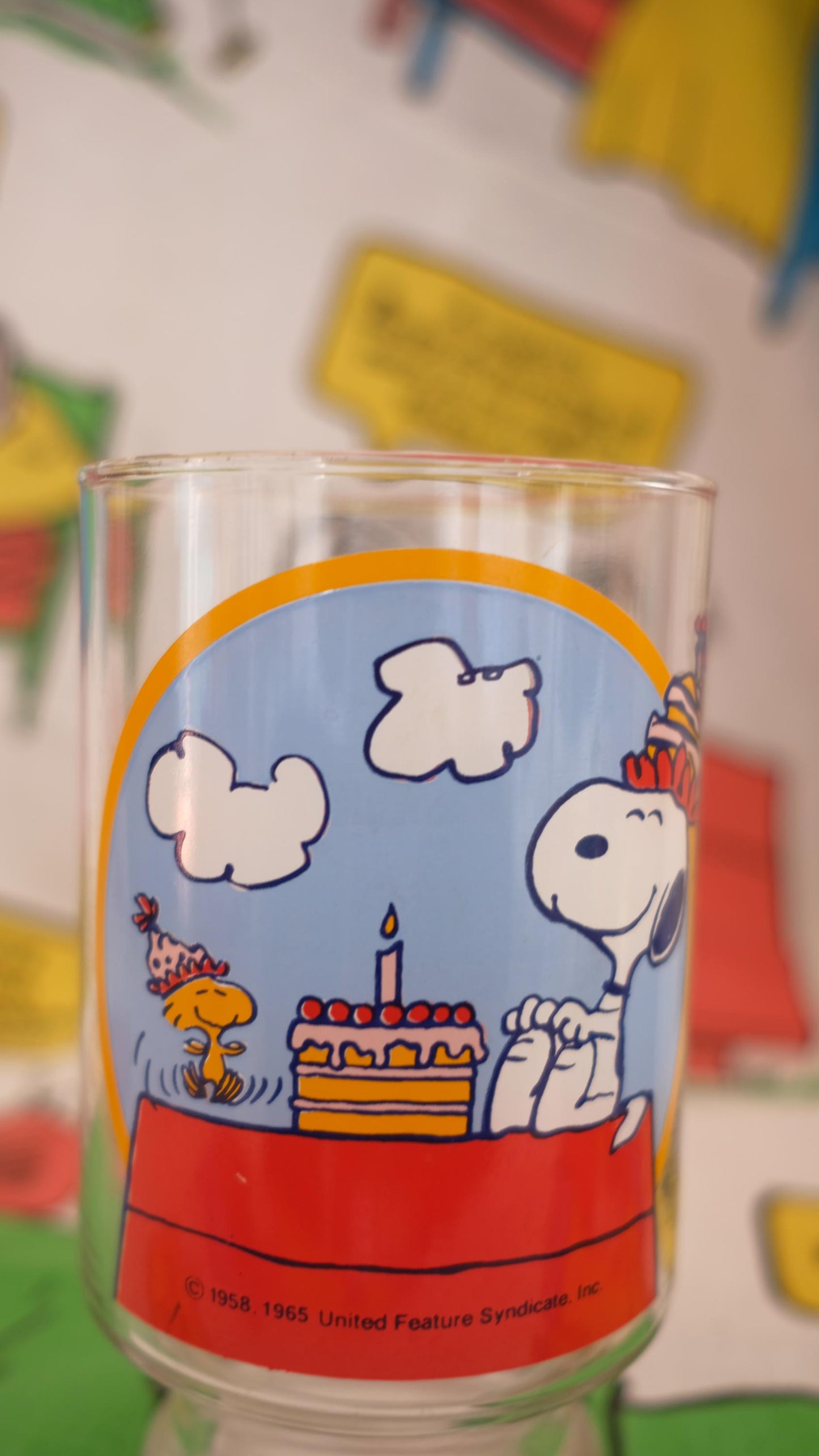 Grand verre happy birthday Snoopy vintage