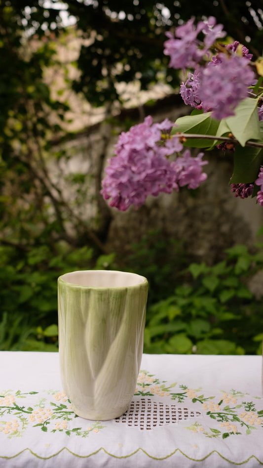 Vase en barbotine vintage en forme de fenouil nove Italy