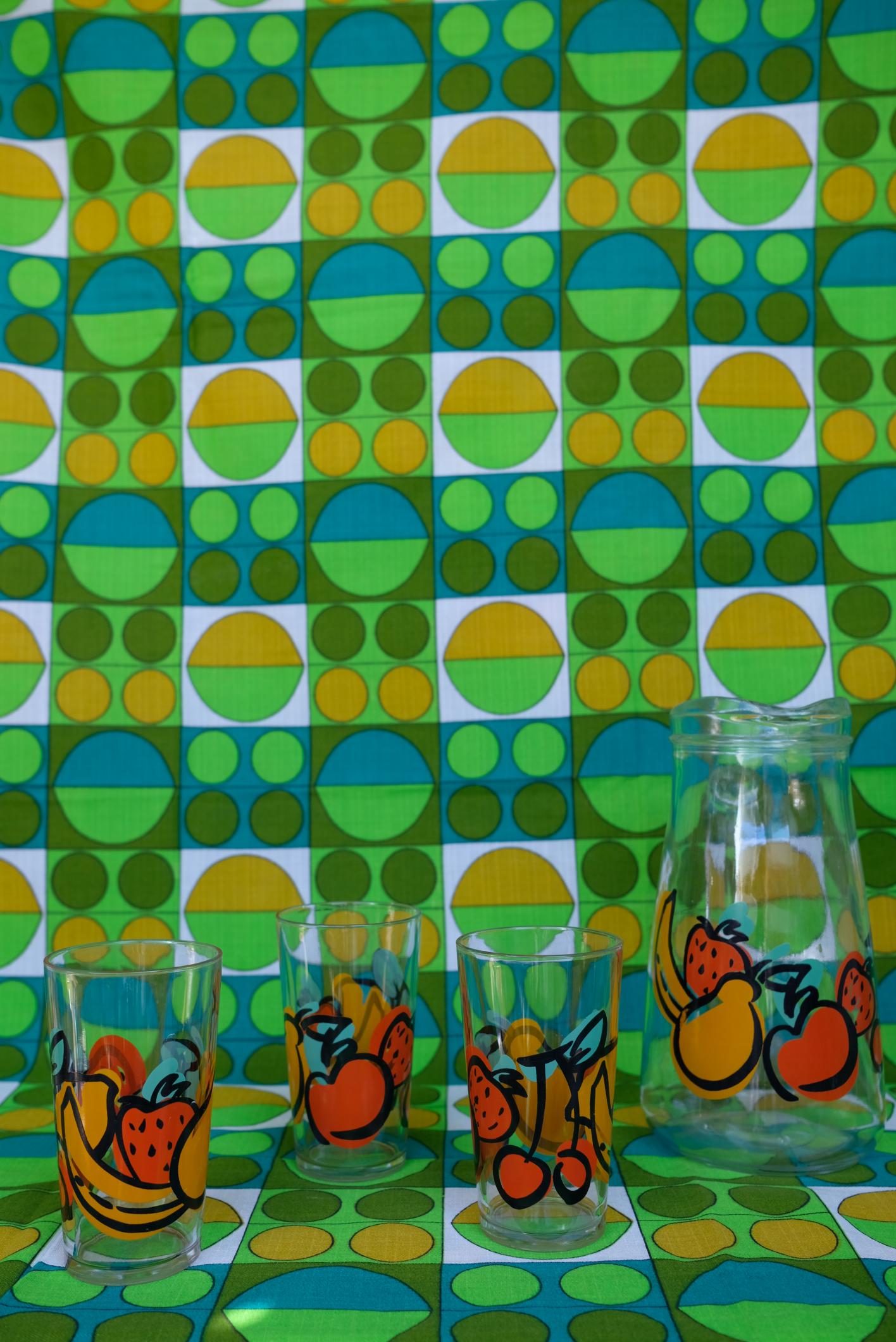 Service à orangeade motif fruits