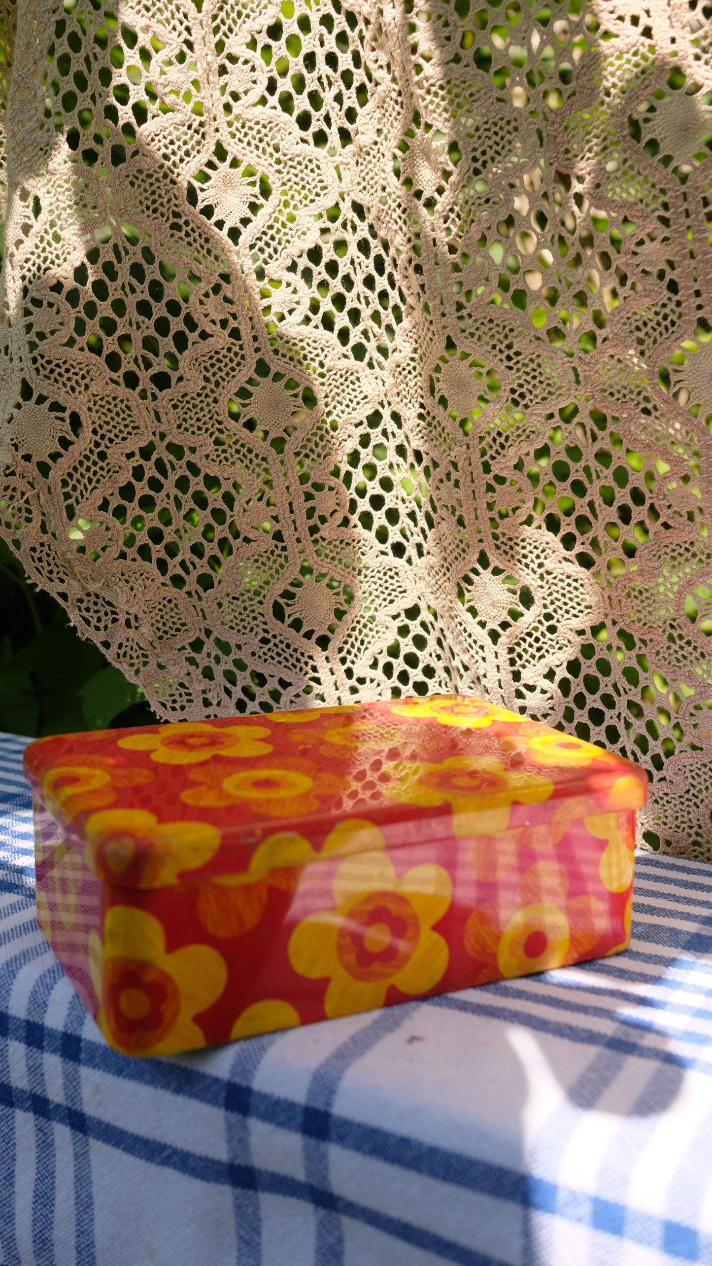 Boîte à sucre vintage en métal années 70