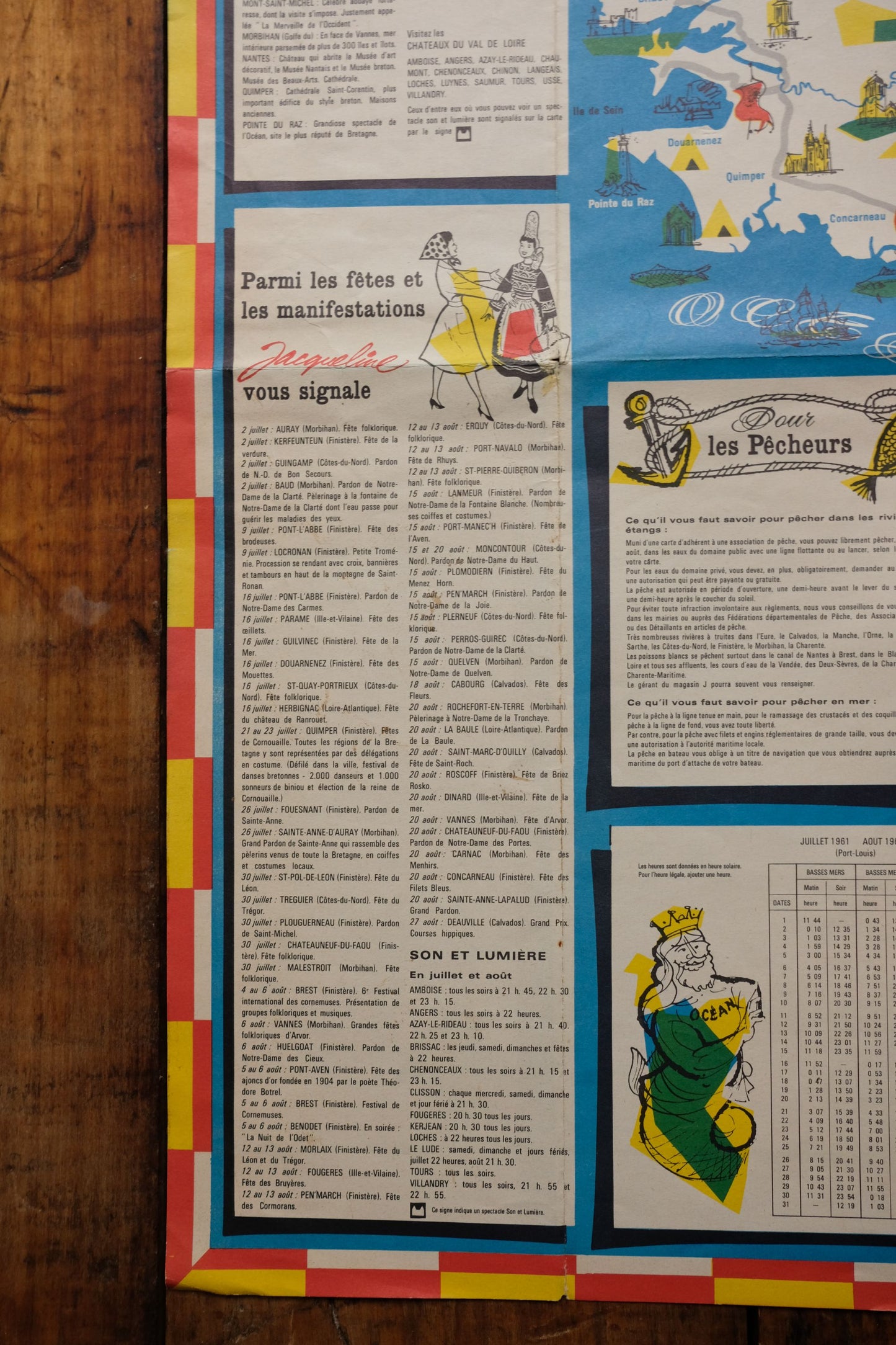 Carte touristique publicitaire des magasins J de 1961