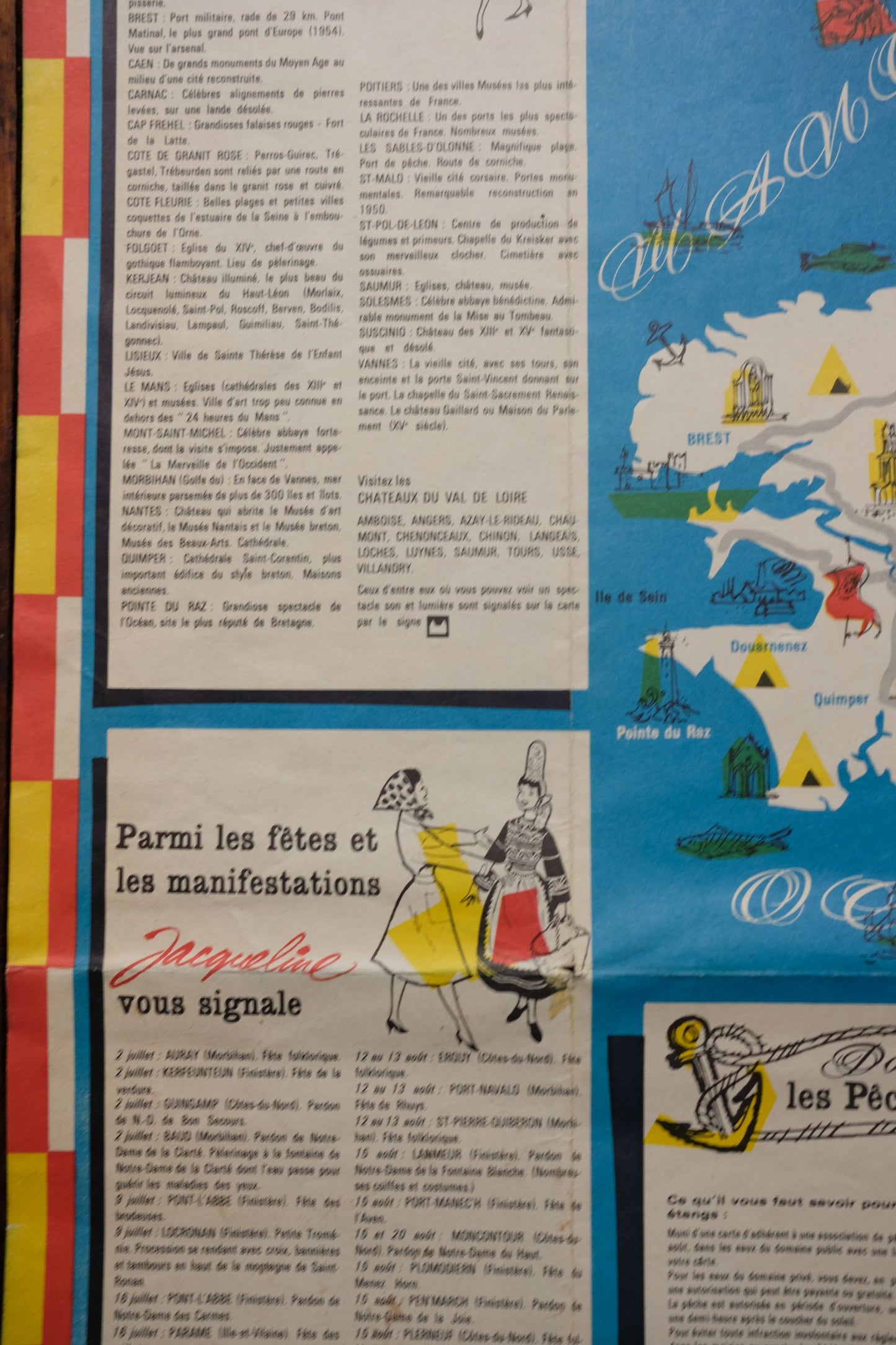 Carte touristique publicitaire des magasins J de 1961