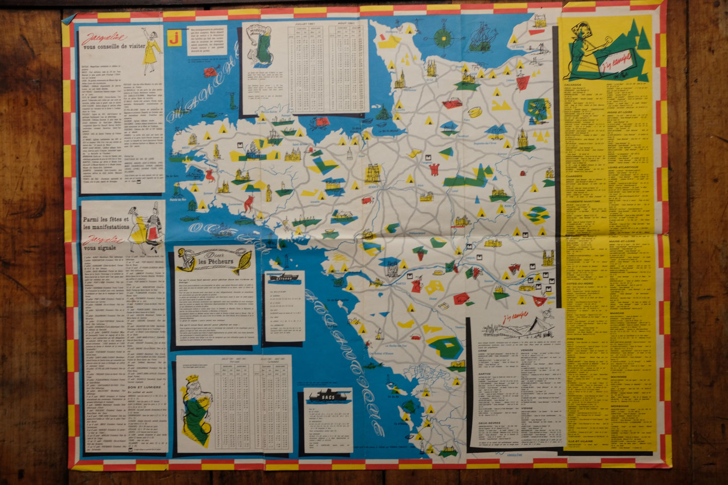 Carte touristique publicitaire des magasins J de 1961