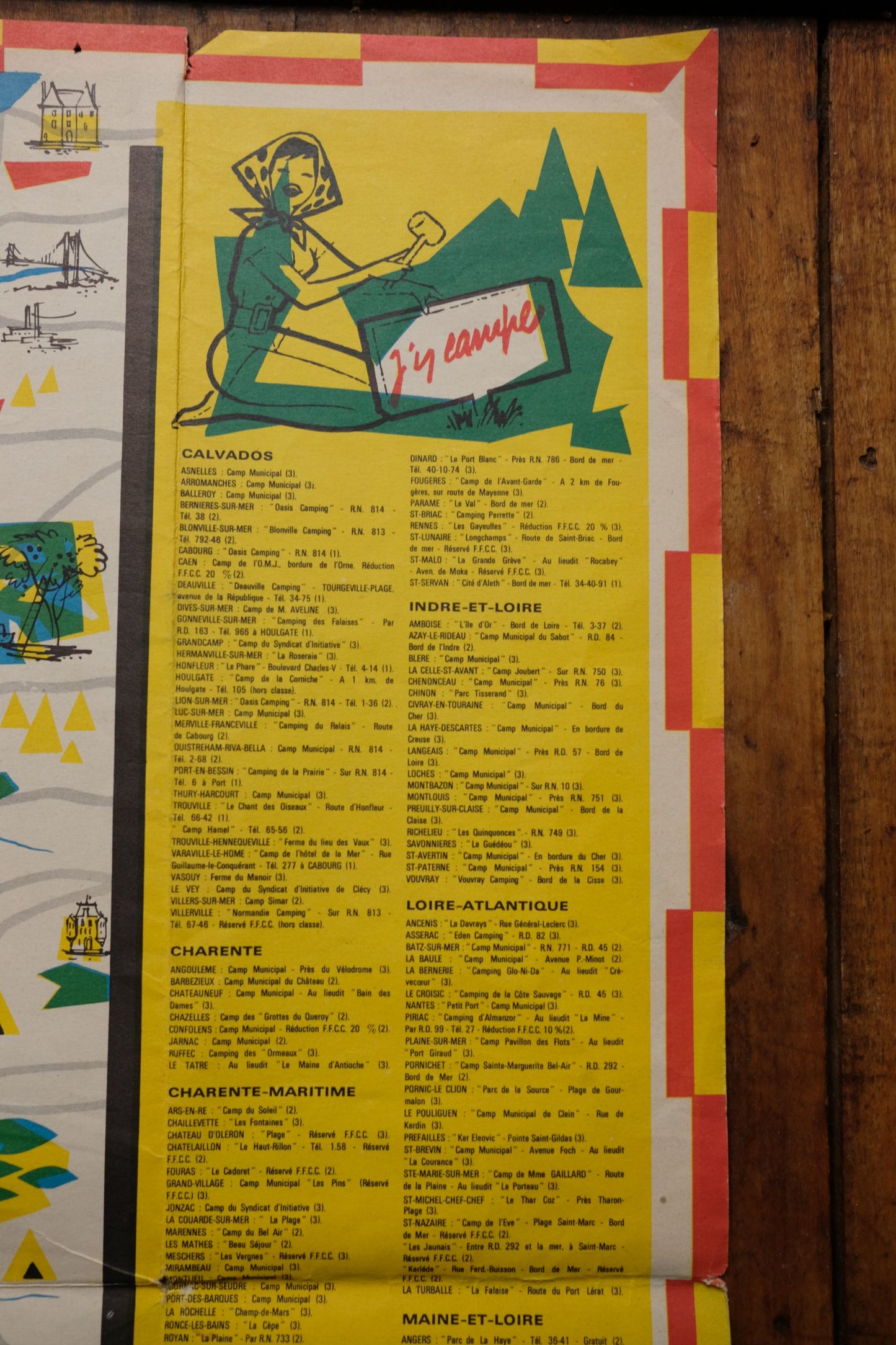 Carte touristique publicitaire des magasins J de 1961