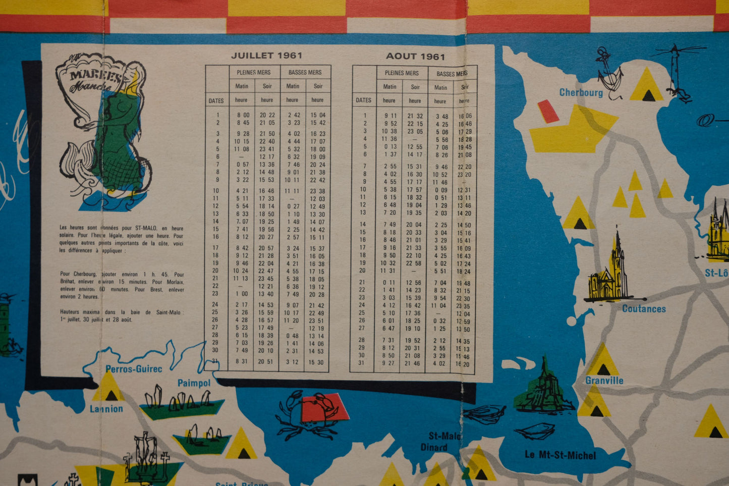Carte touristique publicitaire des magasins J de 1961