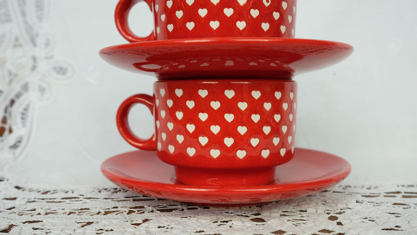 Tasses Waechtersbach motif petits coeurs