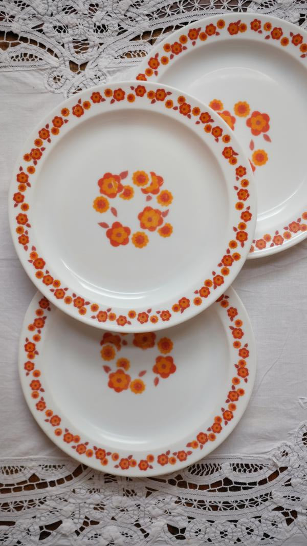 Lot De 6 Assiettes à Dessert Arcopal Lotus – Vintage Années 70 – État Comme Neuf