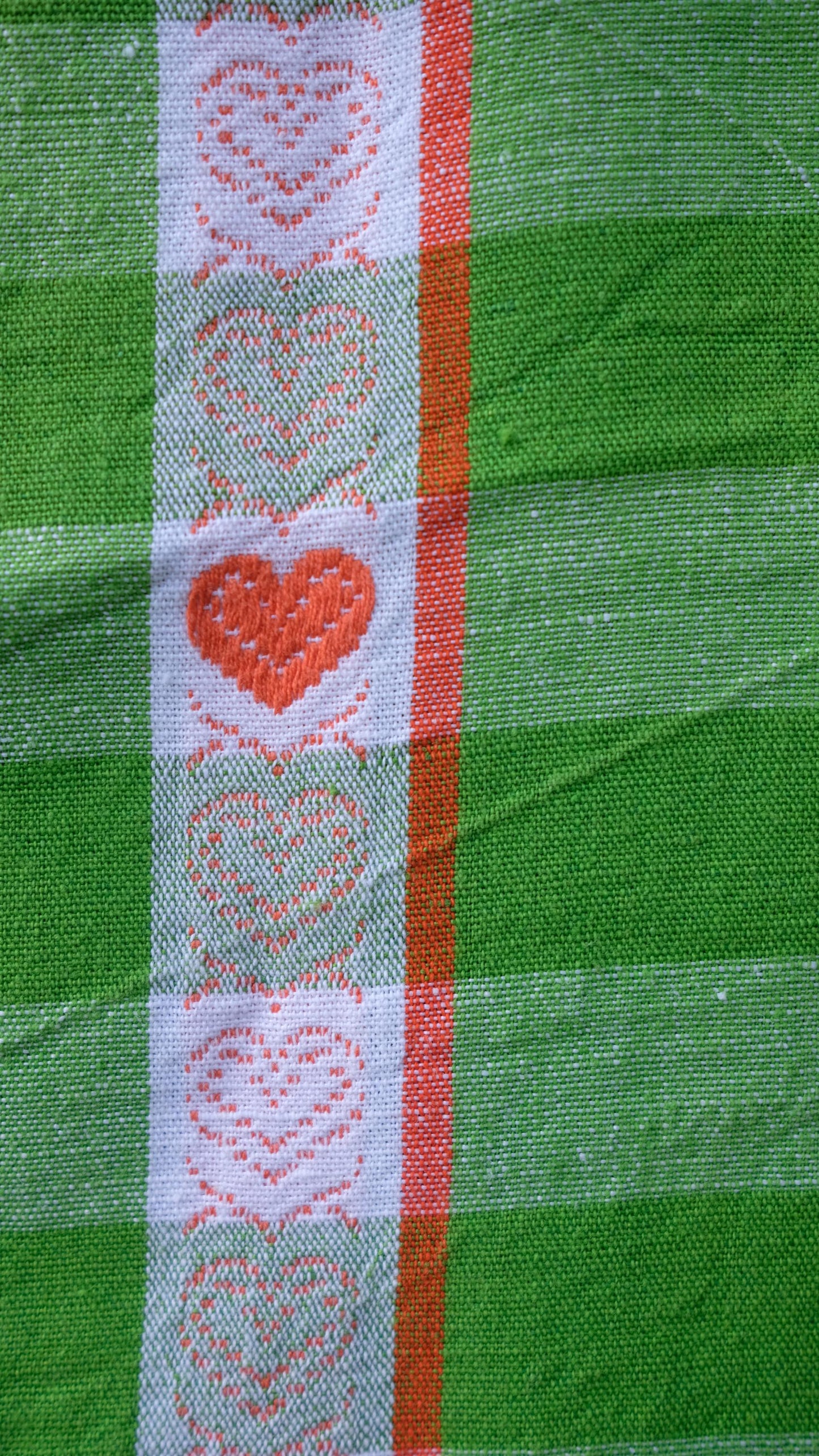 Lot de deux torchons vintage en coton motifs cœurs