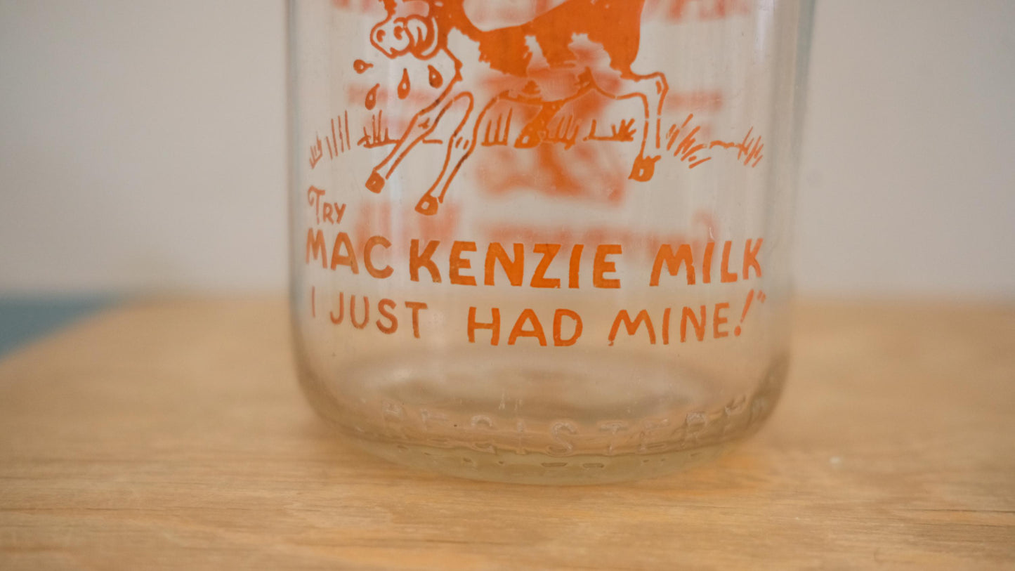 Bouteille de lait Mac Kenzie vintage sérigraphiée