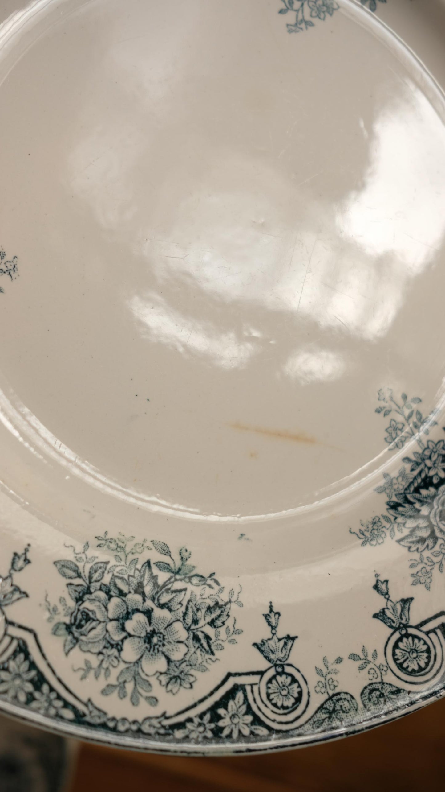 Lot de dix assiettes plates terre de fer l'amandinoise modèle pompadour