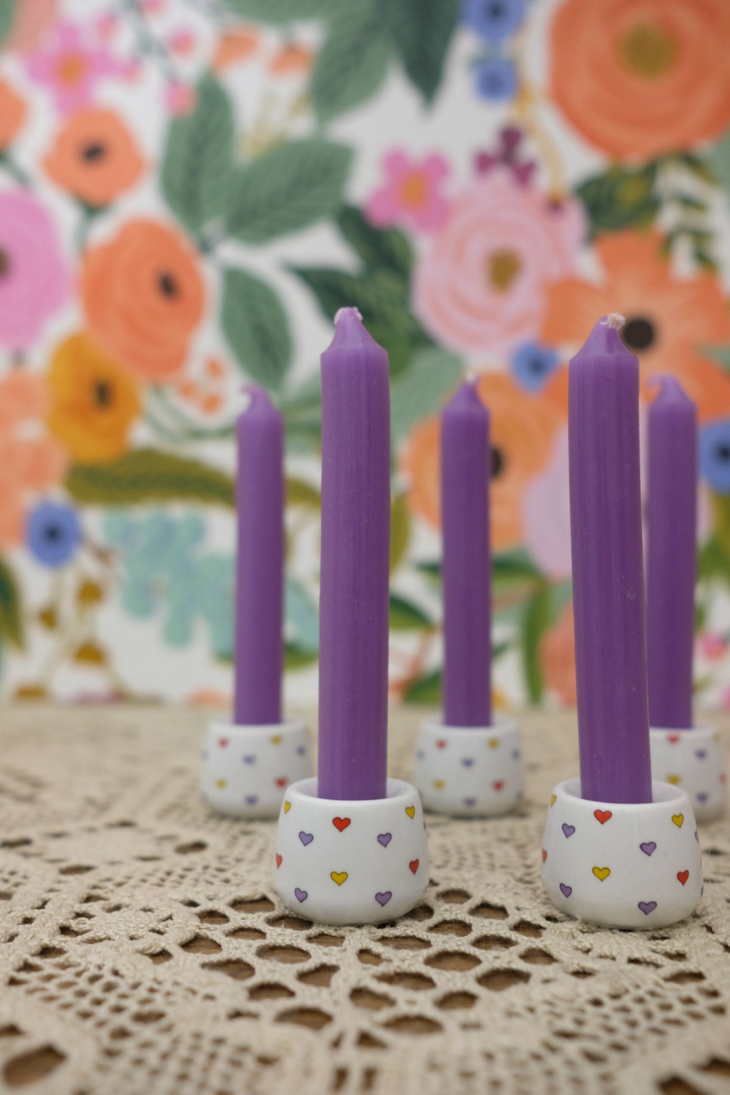 Mini bougeoirs à  motif cœurs
