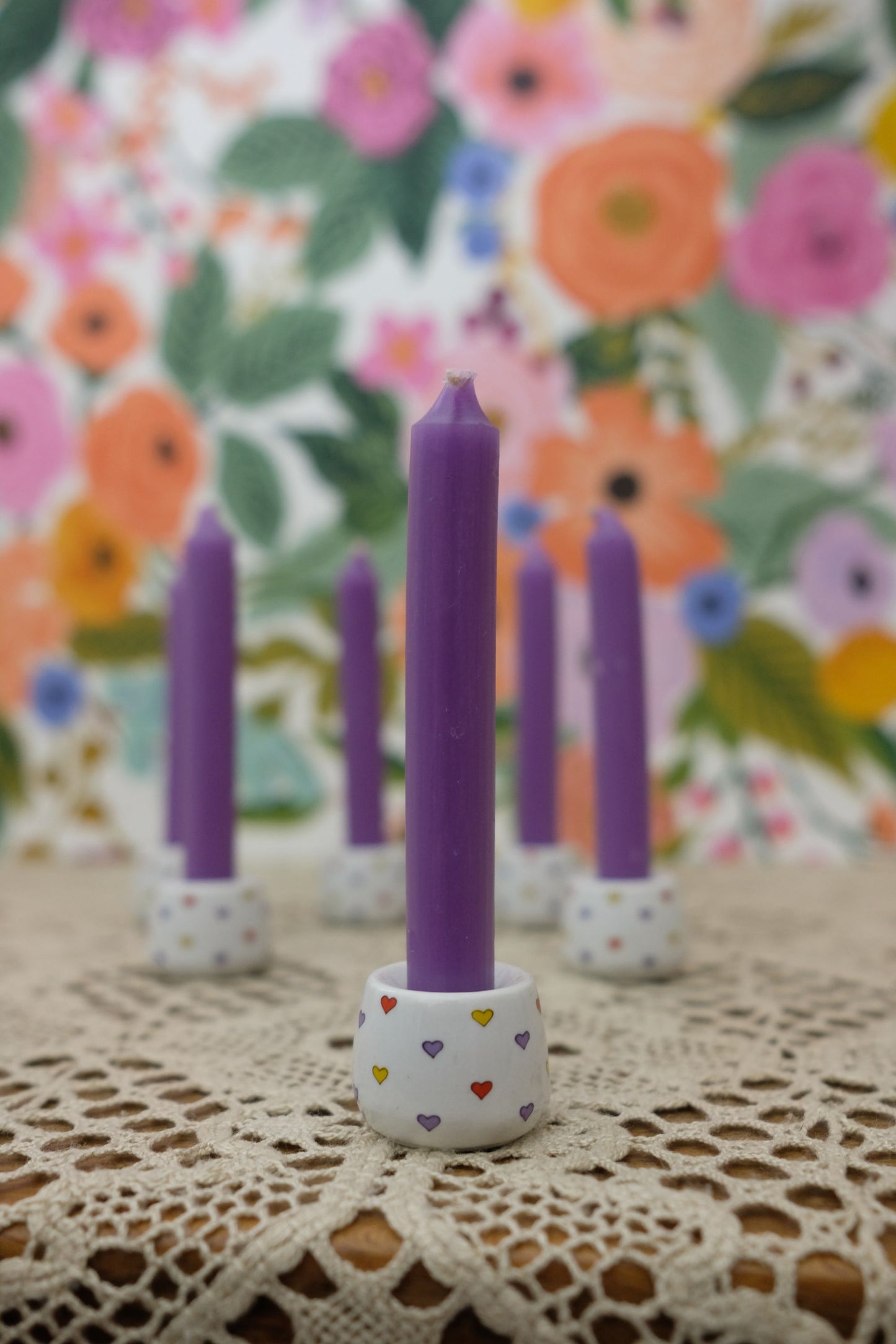 Mini bougeoirs à  motif cœurs