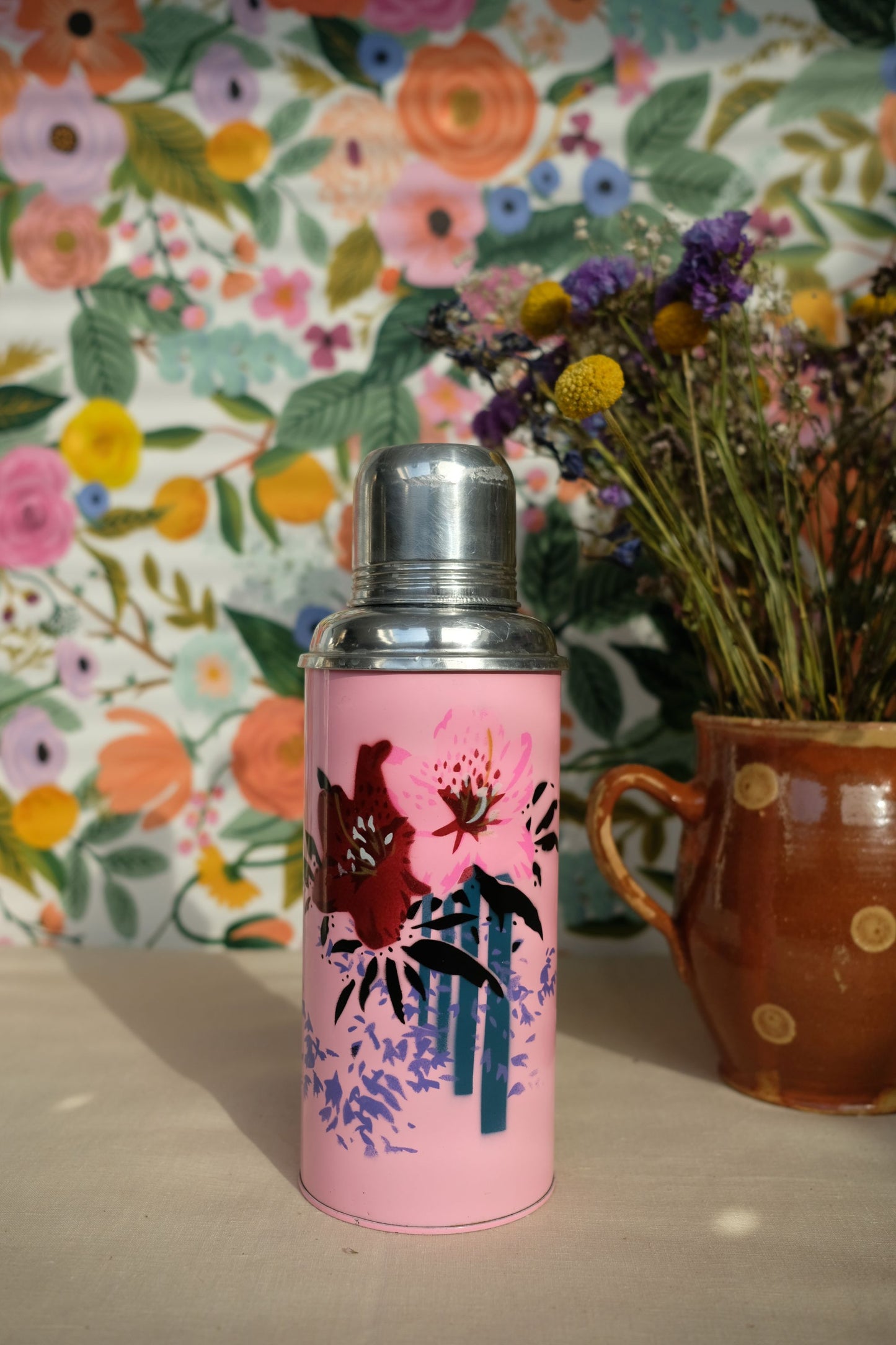 Thermos chinois à fleurs
