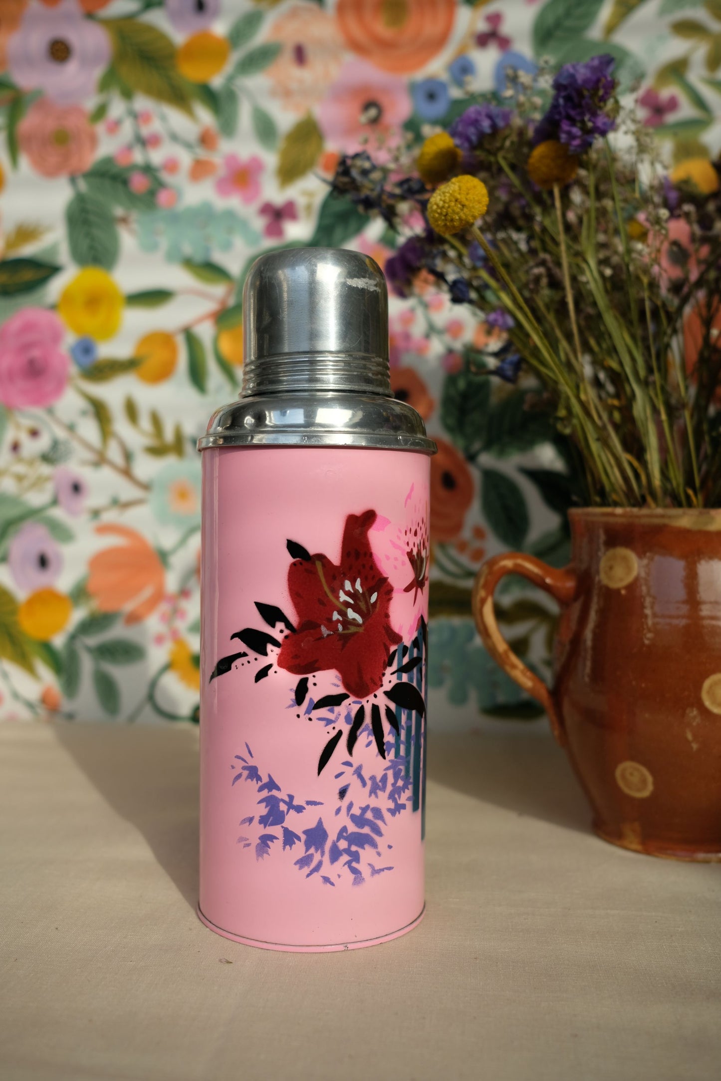 Thermos chinois à fleurs