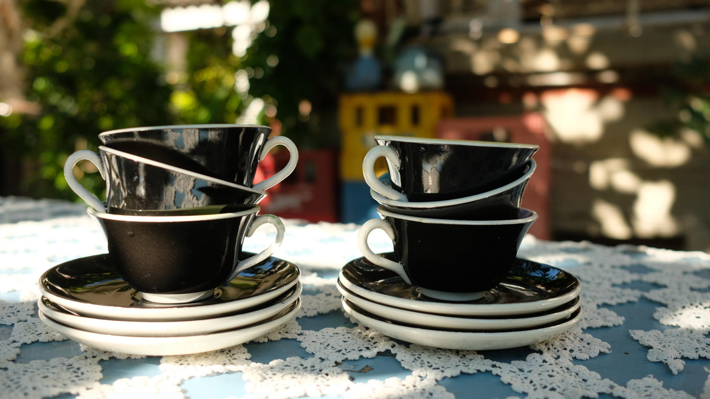 Lot de six tasses à café Digoin Sarreguemines vintage