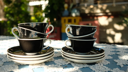 Lot de six tasses à café Digoin Sarreguemines vintage