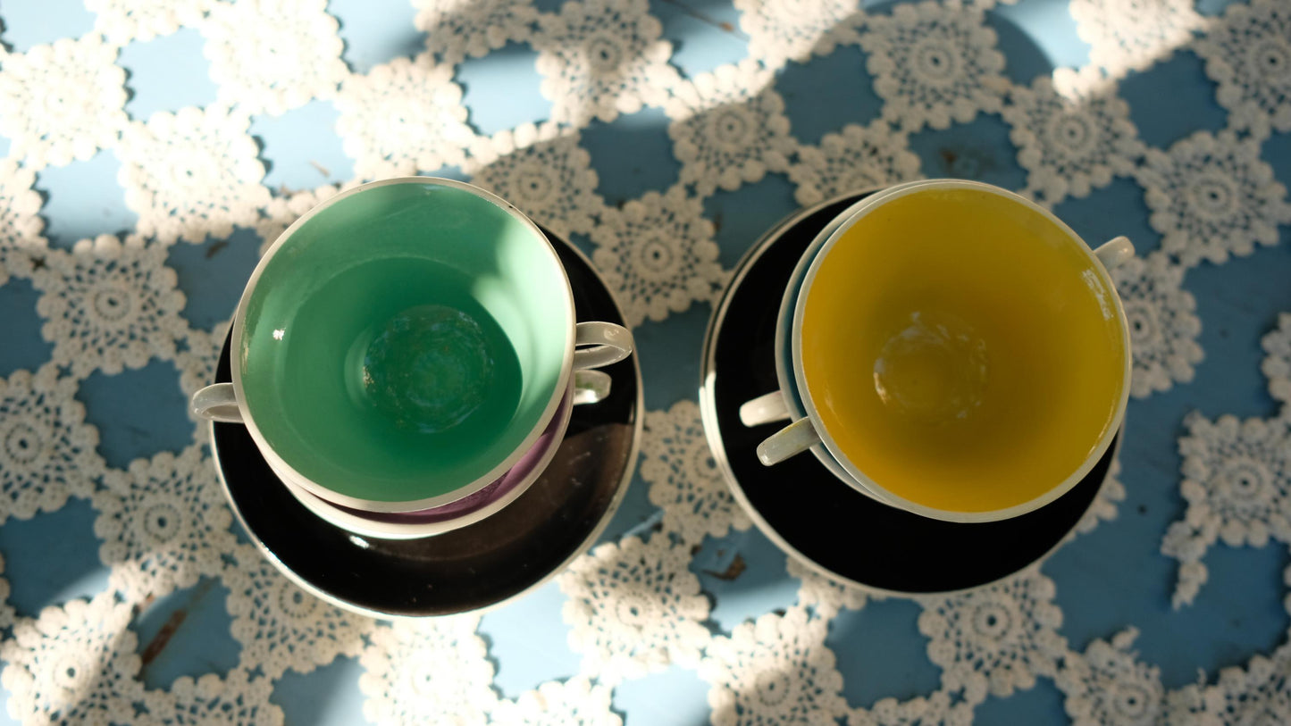 Lot de six tasses à café Digoin Sarreguemines vintage