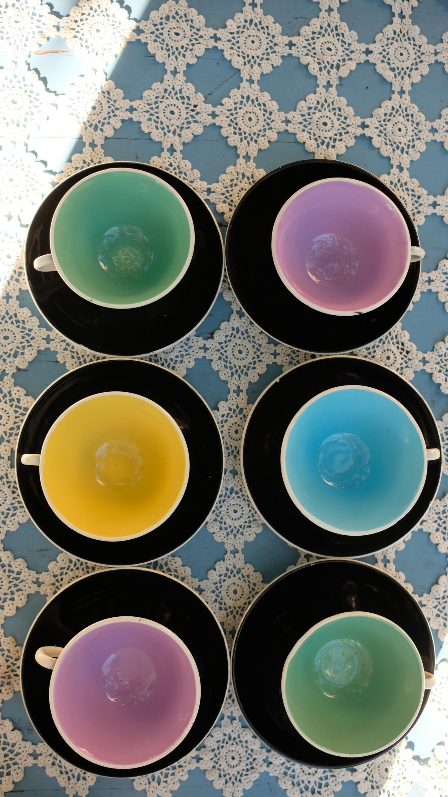Lot de six tasses à café Digoin Sarreguemines vintage