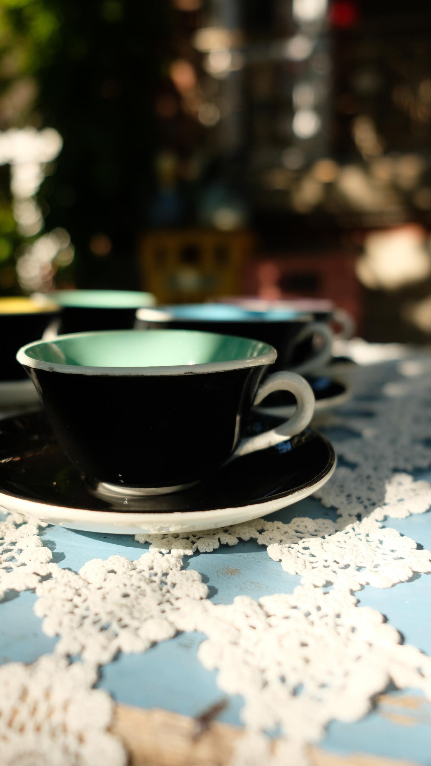 Lot de six tasses à café Digoin Sarreguemines vintage