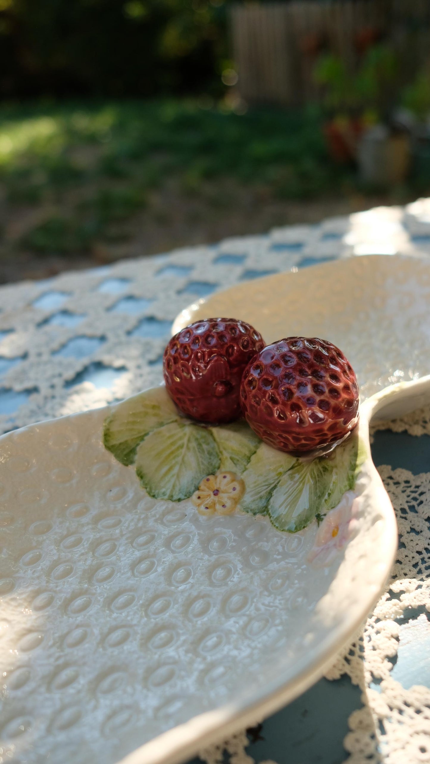 Double ravier vintage en barbotine, FG