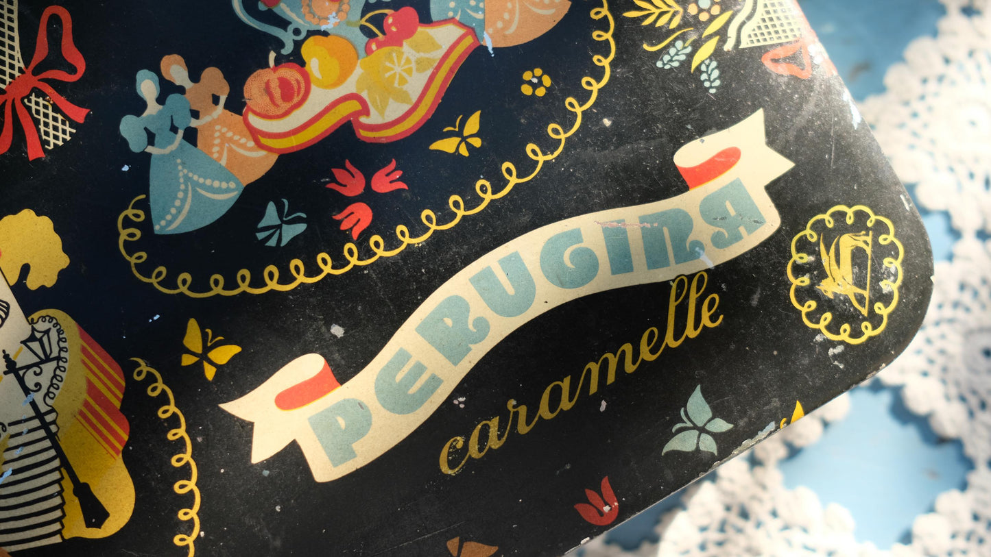Boîte de bonbons vintage pérugina en métal