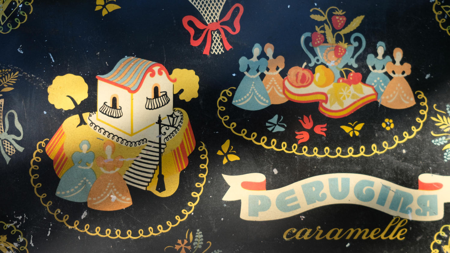 Boîte de bonbons vintage pérugina en métal
