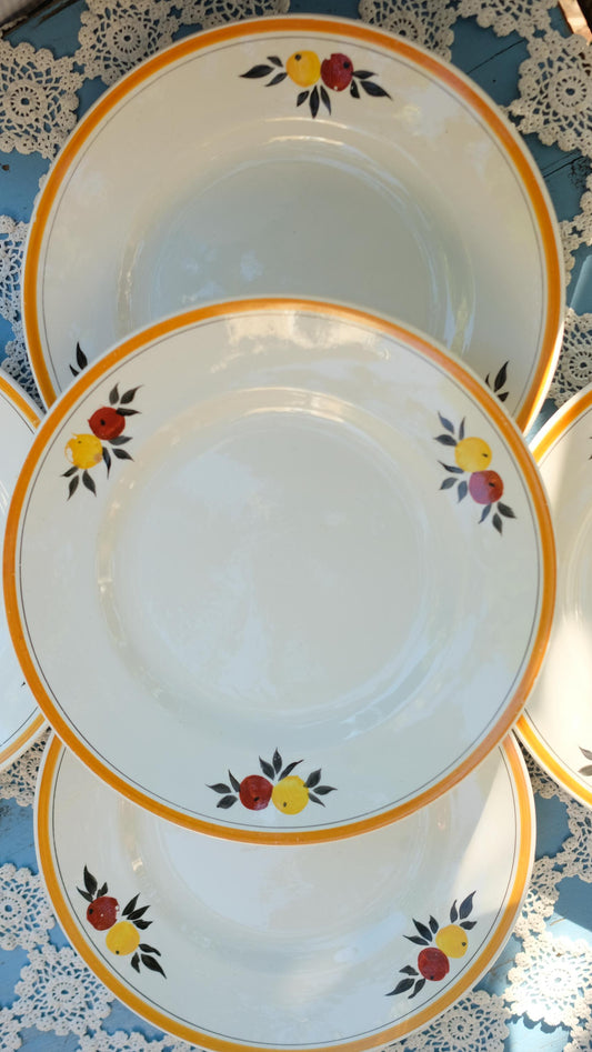 Lot de 8 assiettes plates vintage moulin des loups terre de fer