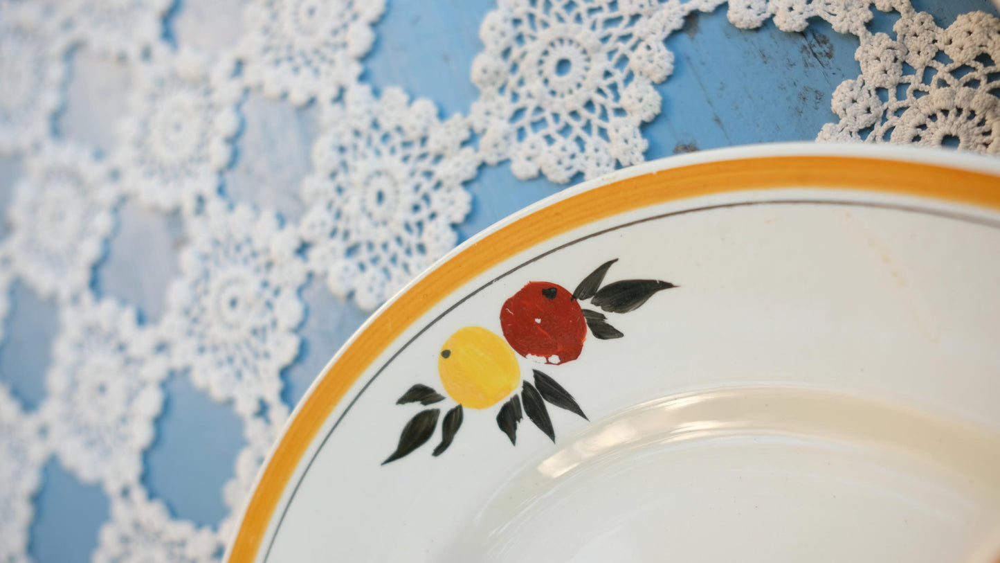 Lot de 8 assiettes plates vintage moulin des loups terre de fer