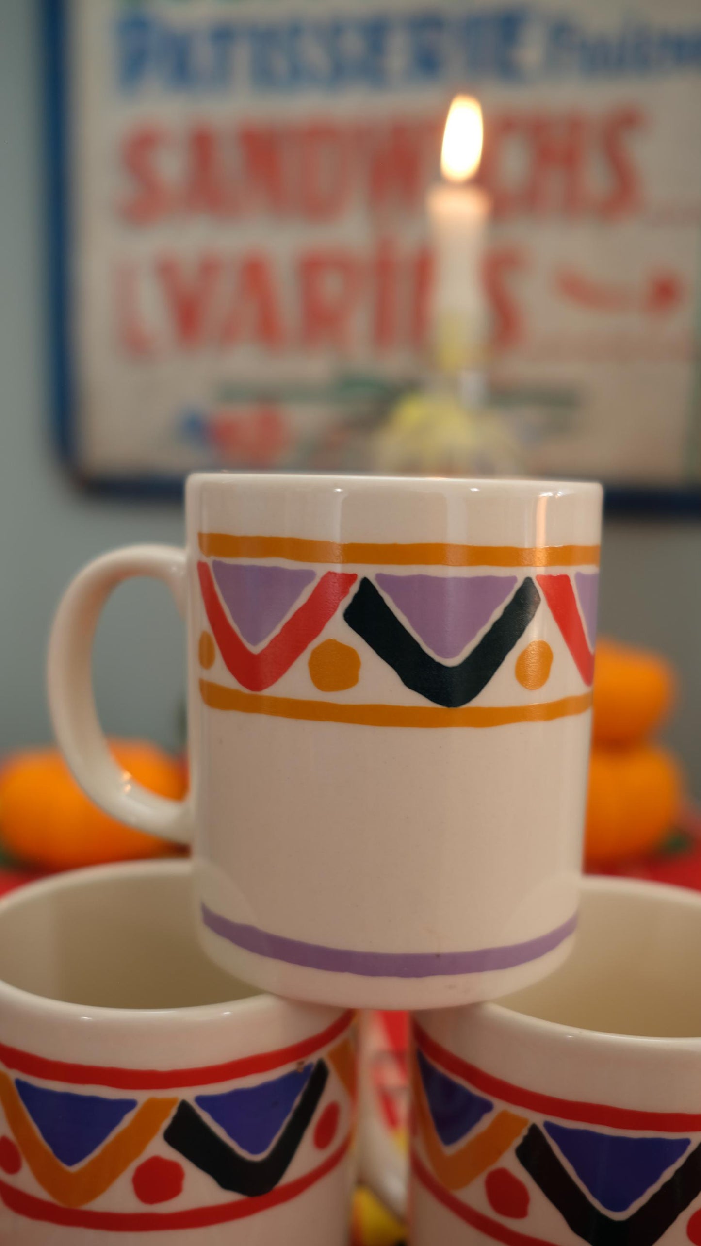 Lot de trois mugs mobil vintage