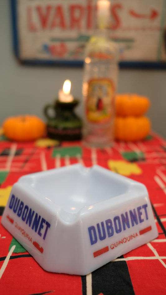 Cendrier publicitaire Dubonnet en opaline vintage