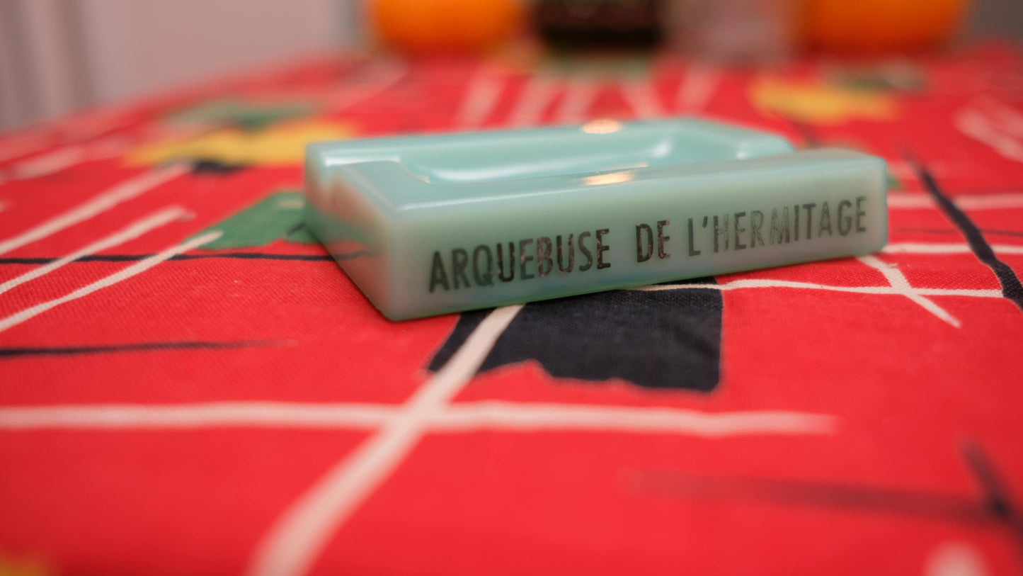 Cendrier publicitaire vintage de l'Hermitage en opaline