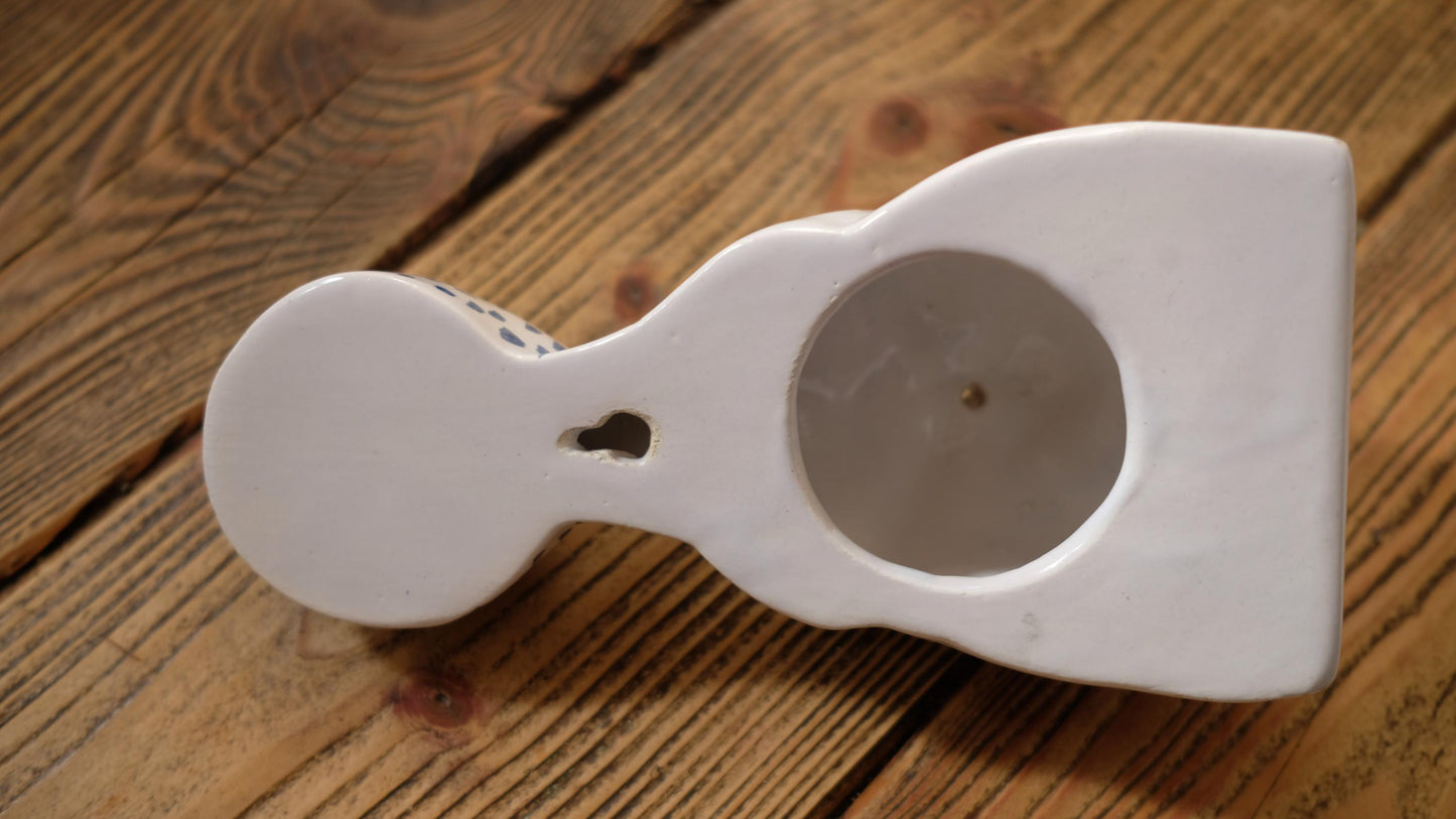 Dévidoir à ficelle vintage petite bonne femme en porcelaine