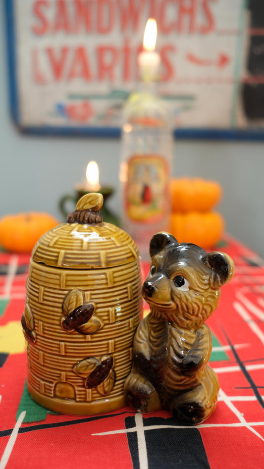 Ourson pot à miel vintage en céramique