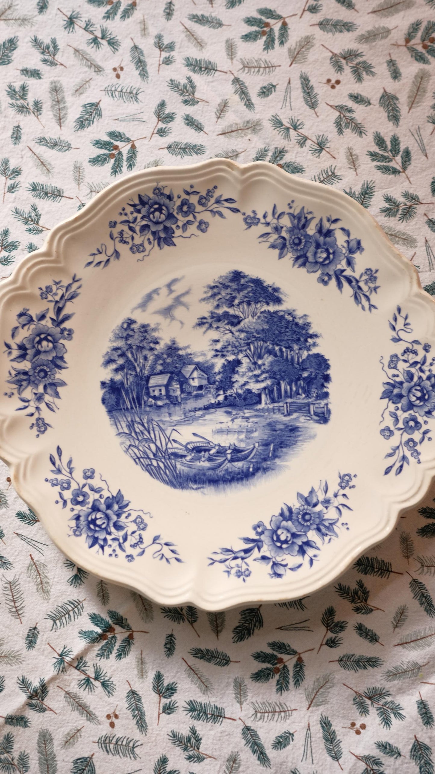 Grande assiettes/Plat à gâteau Sarreguemines modèle "romantic"