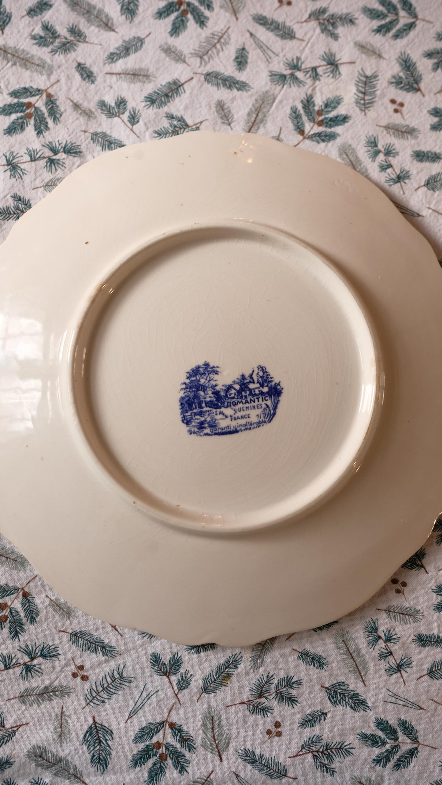Grande assiettes/Plat à gâteau Sarreguemines modèle "romantic"