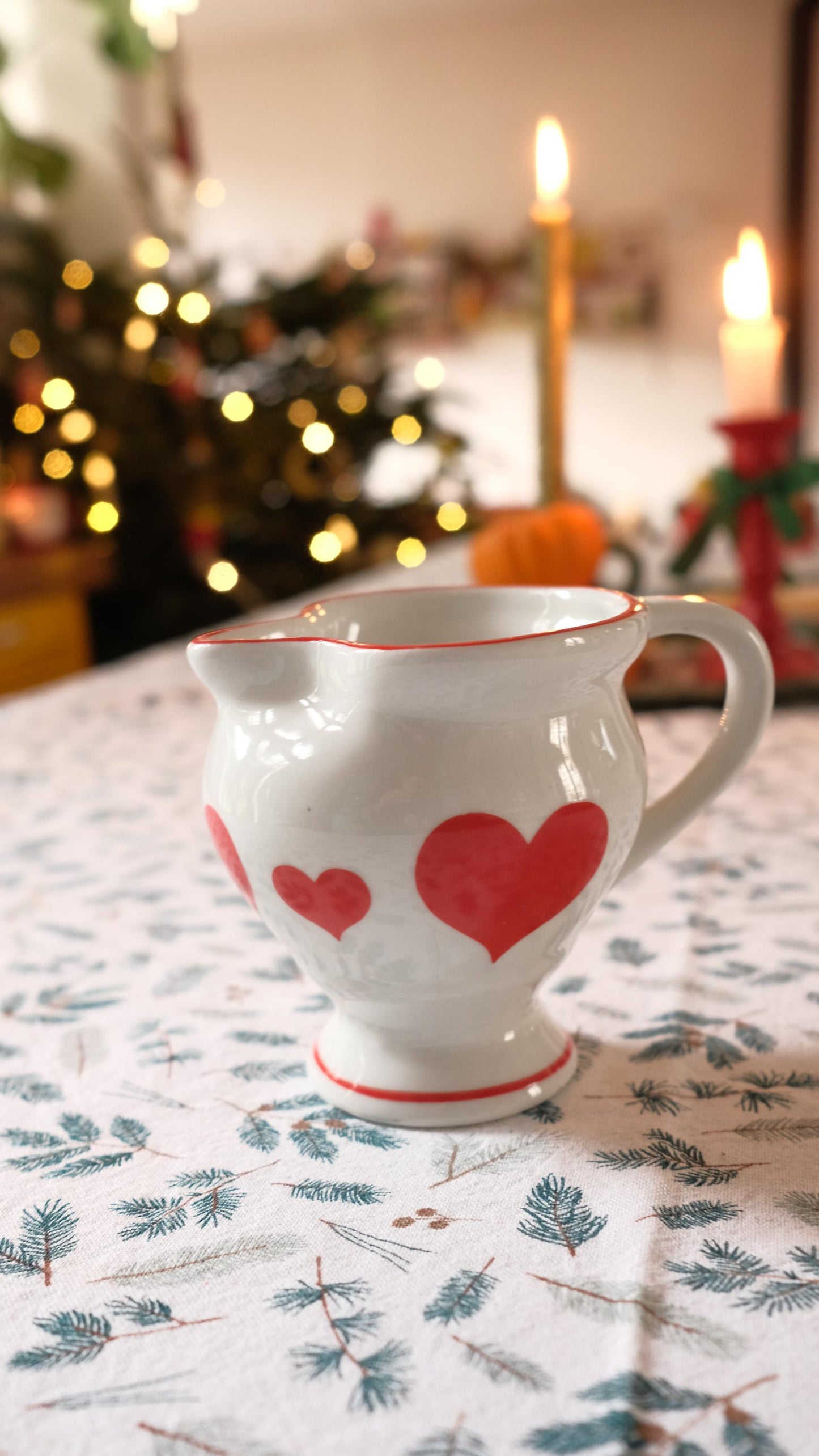Pot à lait motif cœur vintage