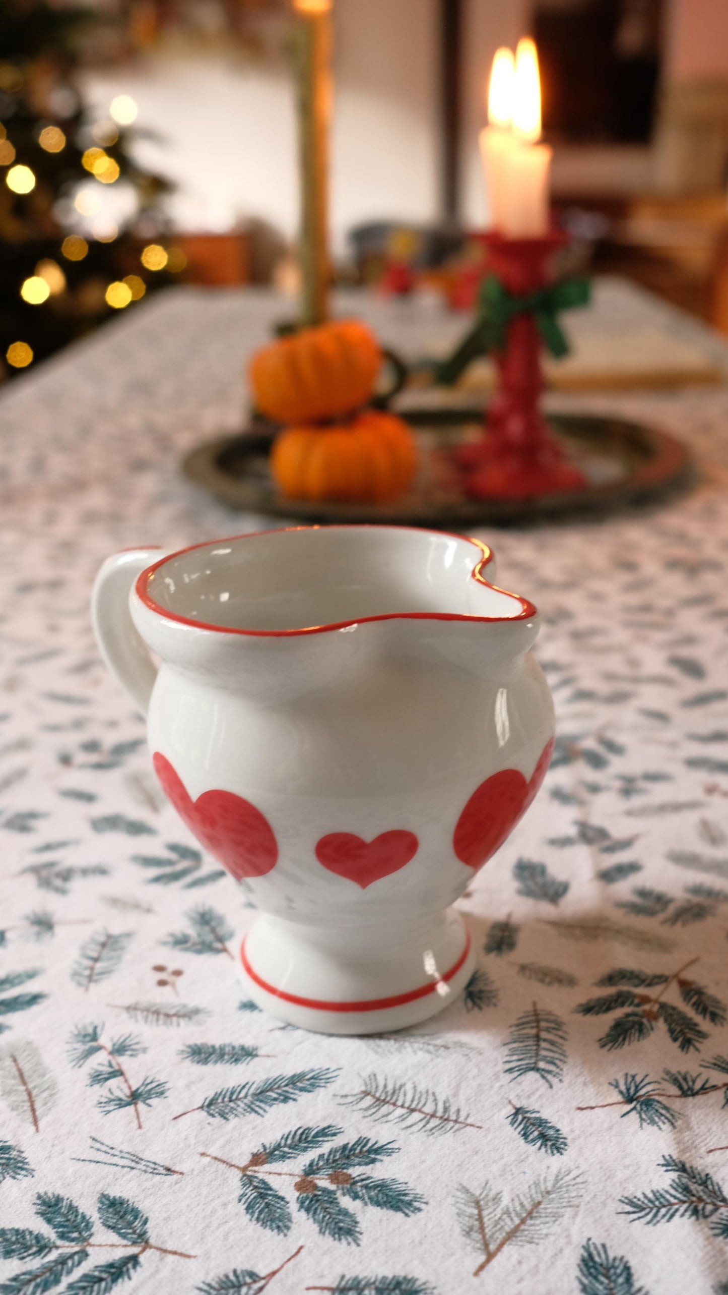 Pot à lait motif cœur vintage
