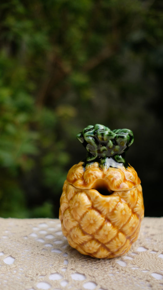 Boîte/Moutardier/sucrier vintage en forme d'ananas