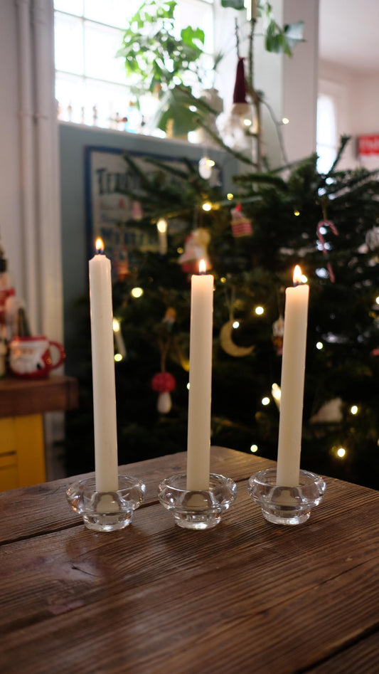 Lot de 3 bougeoirs ronds vintage