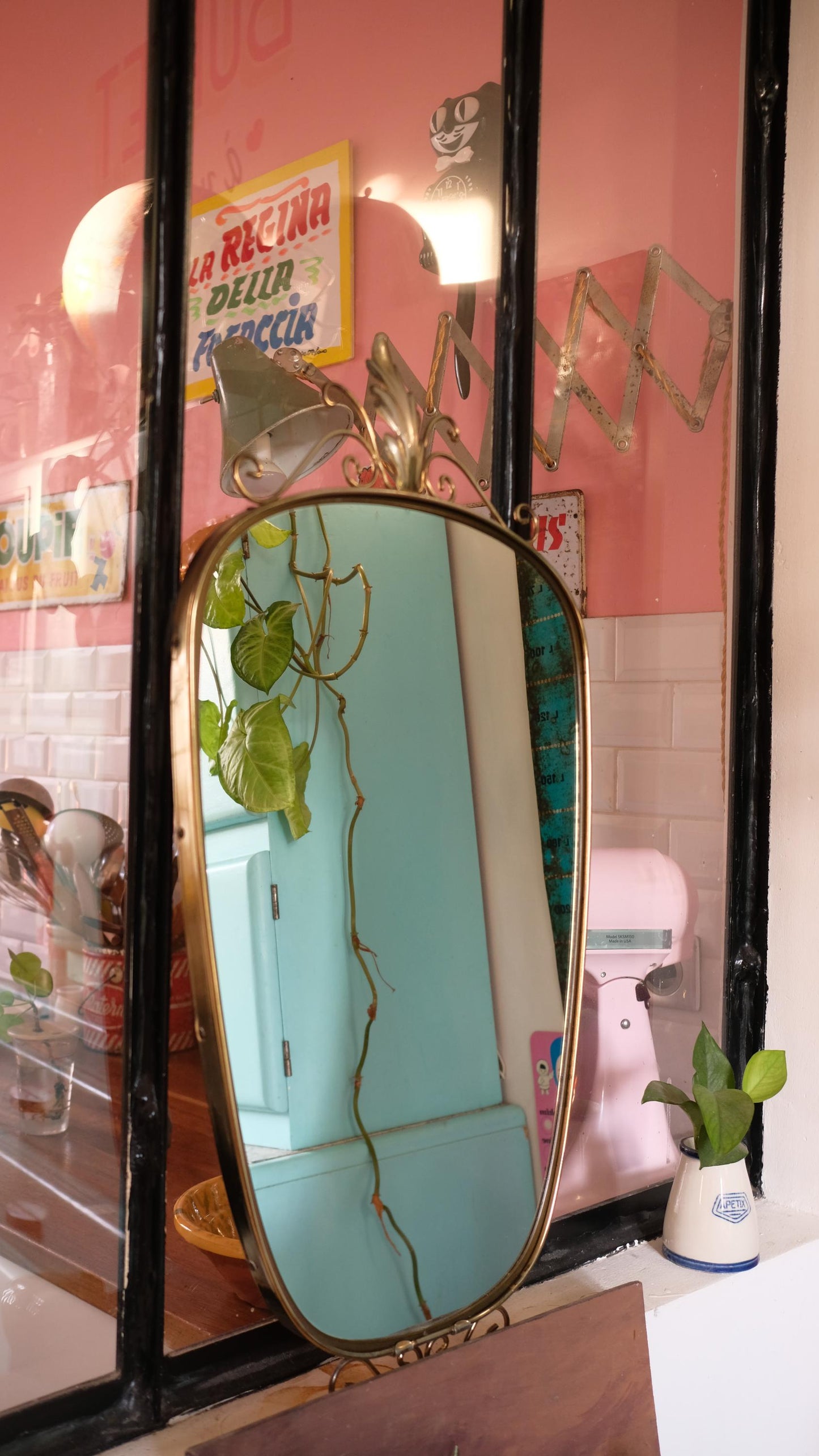 Miroir "rétroviseur" vintage fabriqué en Belgique