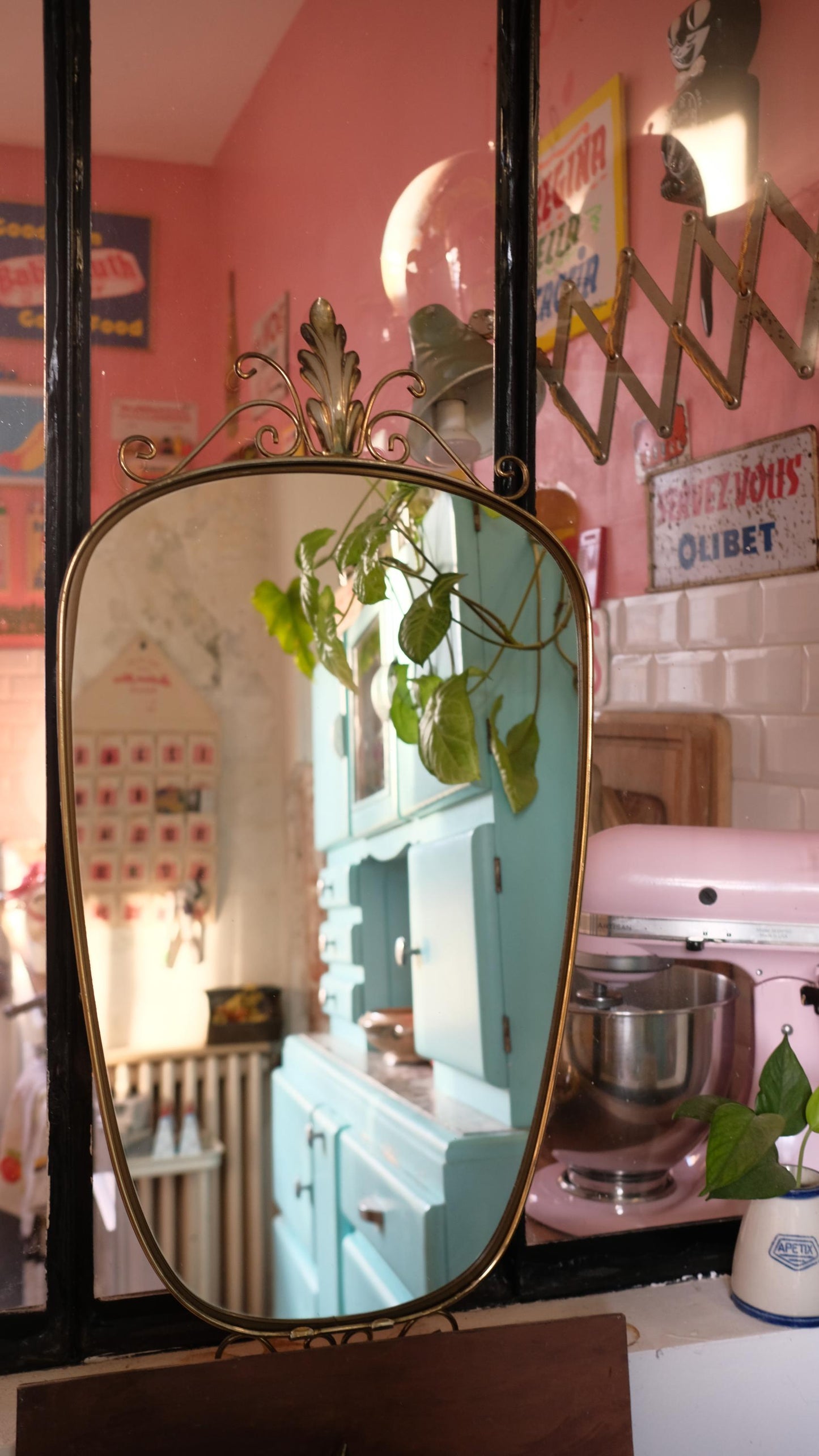 Miroir "rétroviseur" vintage fabriqué en Belgique