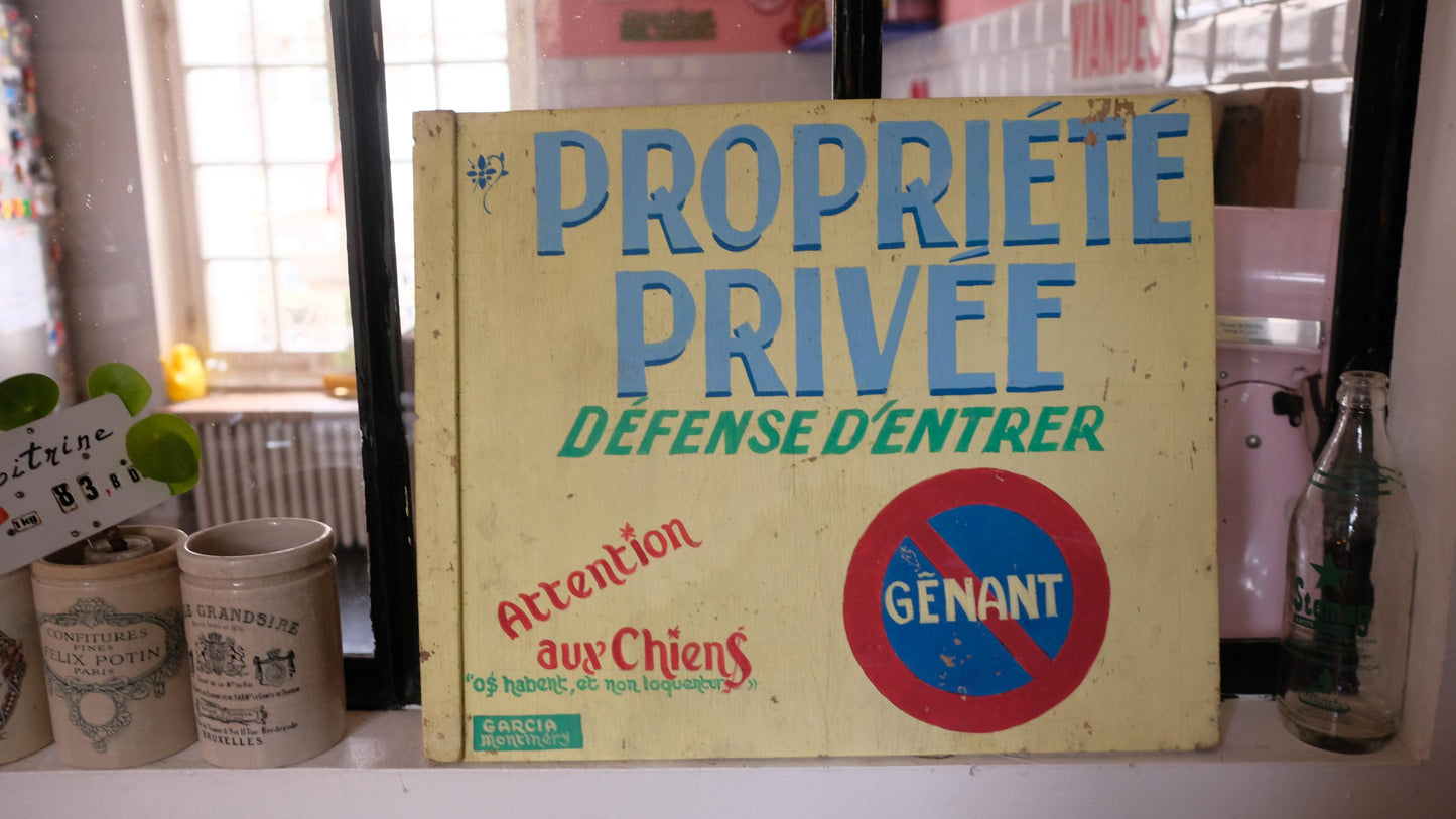 Panneau vintage en bois "propriété privée" peint à la main
